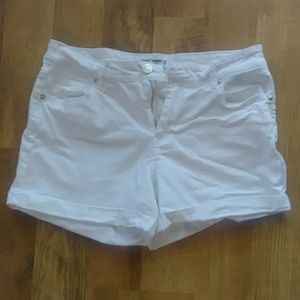 White Cuffed Jean Shorts